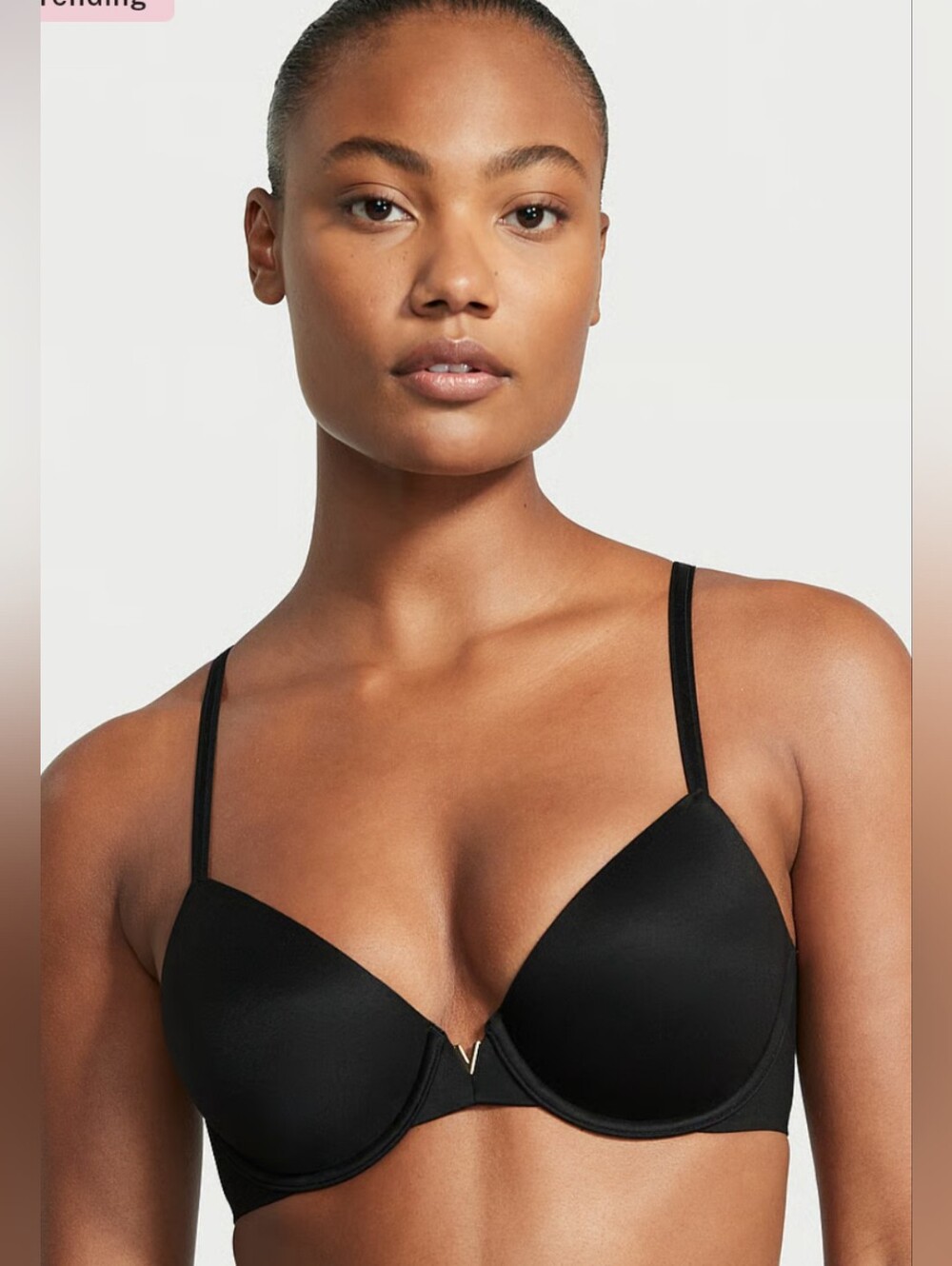 Victoria Secret Smooth Lightly Lined Demi Bra 34B Black Lift  Underwire V Neck